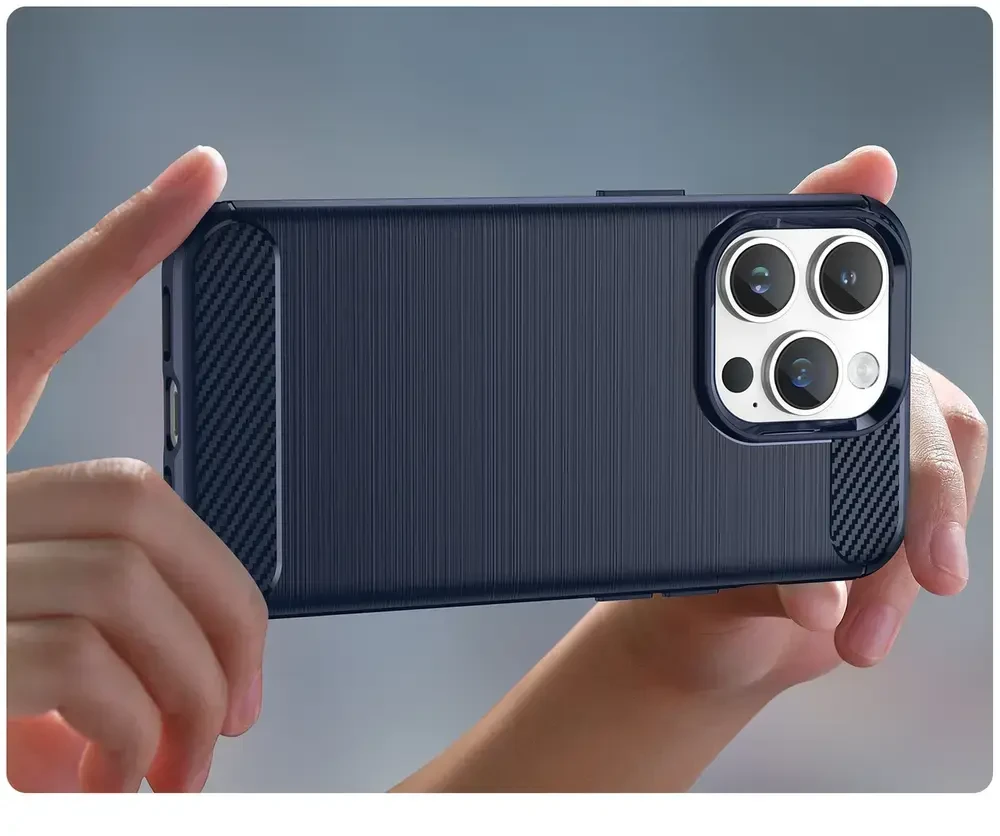 Hurtel Carbon dėklas skirtas iPhone 14 Pro, mėlynas