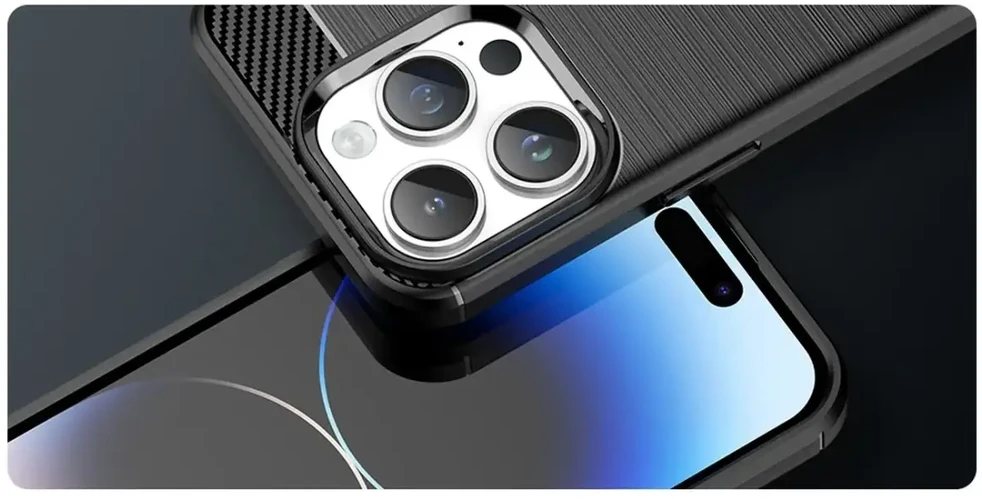 Hurtel Carbon dėklas skirtas iPhone 14 Pro, mėlynas