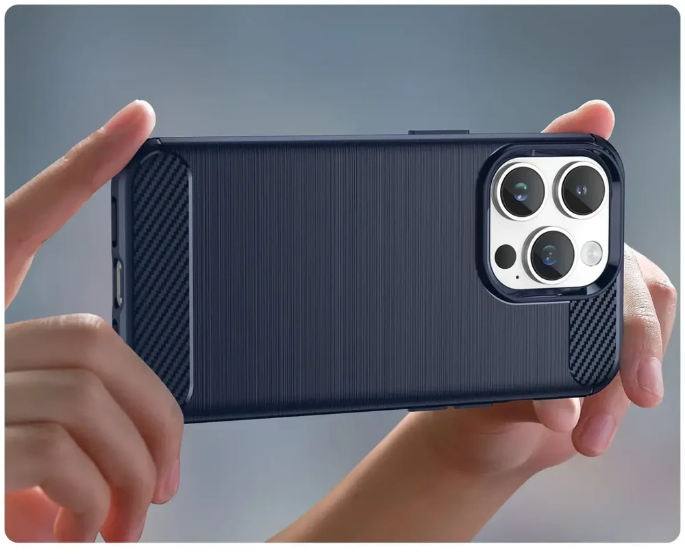 Hurtel Carbon dėklas skirtas iPhone 14 Pro, mėlynas