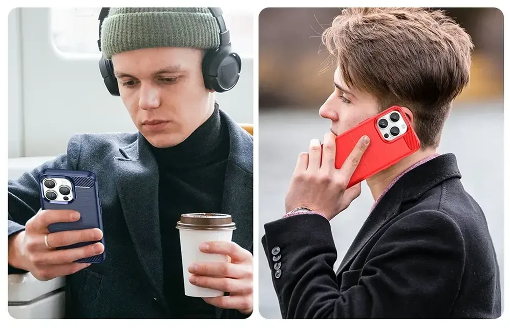 Hurtel Carbon dėklas skirtas iPhone 14 Pro, mėlynas