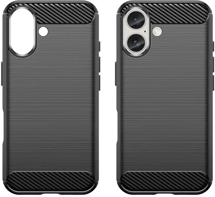 Hurtel Carbon Apple iPhone 16 silikoninis – dėklas telefonui juodos spalvos