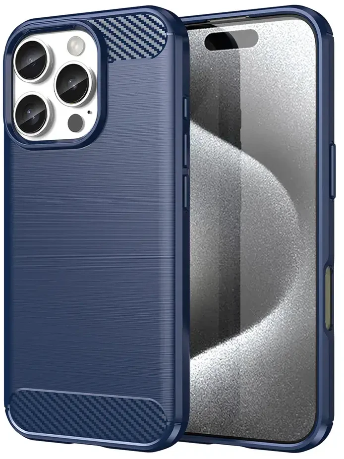 Hurtel Carbon Apple iPhone 16 Pro Max silikoninis – dėklas telefonui mėlynos spalvos