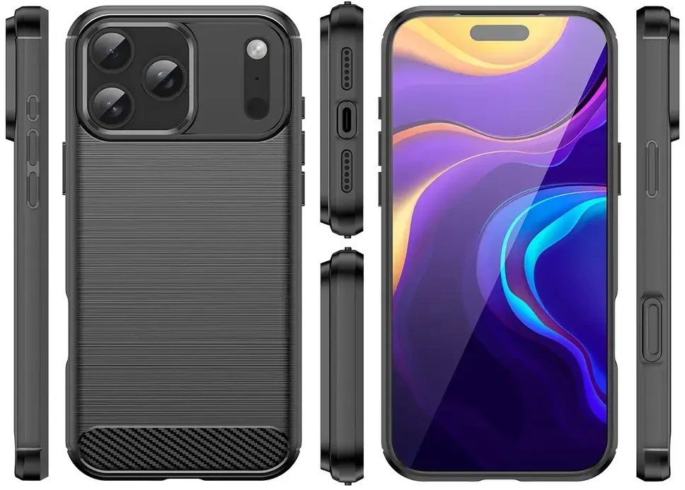 Hurtel Dėklas Carbon Dėklas skirtas Apple iPhone 17 Pro Max – juodos spalvos