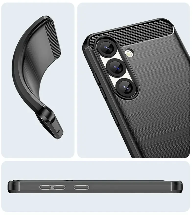Hurtel Carbon dėklas skirtas Samsung Galaxy S25 Edge – juodos spalvos