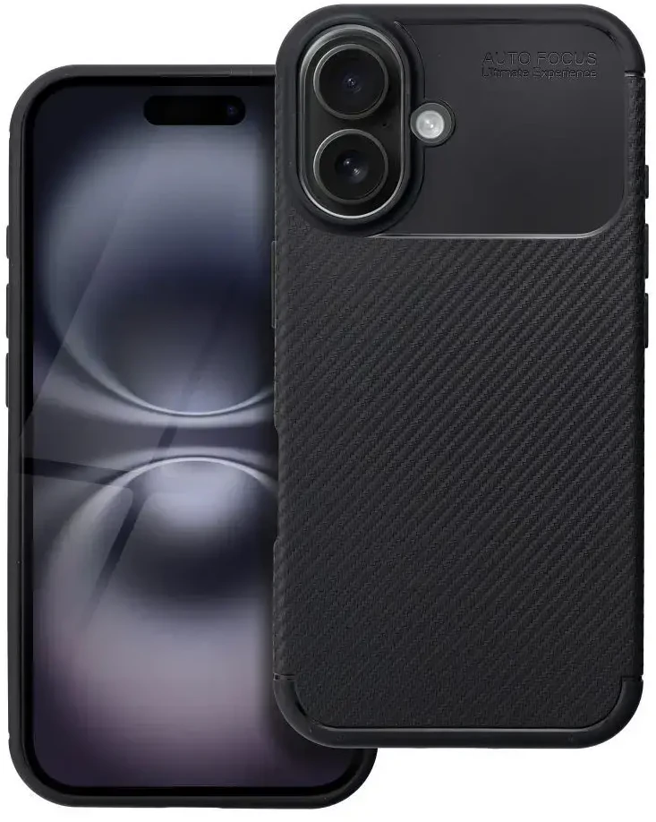 Forcell OEM dėklas, skirtas iPhone 16 Carbon Premium, juodas