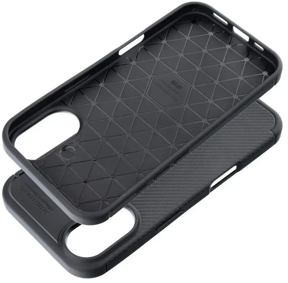 Forcell OEM dėklas, skirtas iPhone 16 Carbon Premium, juodas
