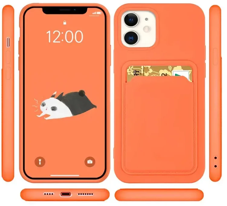 Hurtel Card silikoninis dėklas skirtas iPhone 12 Pro Max, oranžinis