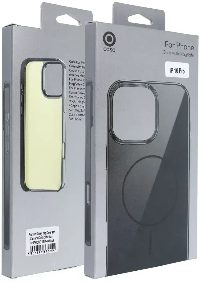 OEM dėklas, skirtas „iPhone 17 AIR Premium“ blizgus „Mag“ dėklas, suderinamas su „MagSafe“ ir kameros valdymo mygtuku, juodas