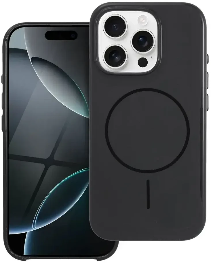 OEM dėklas, skirtas „iPhone 17 AIR Premium“ blizgus „Mag“ dėklas, suderinamas su „MagSafe“ ir kameros valdymo mygtuku, juodas