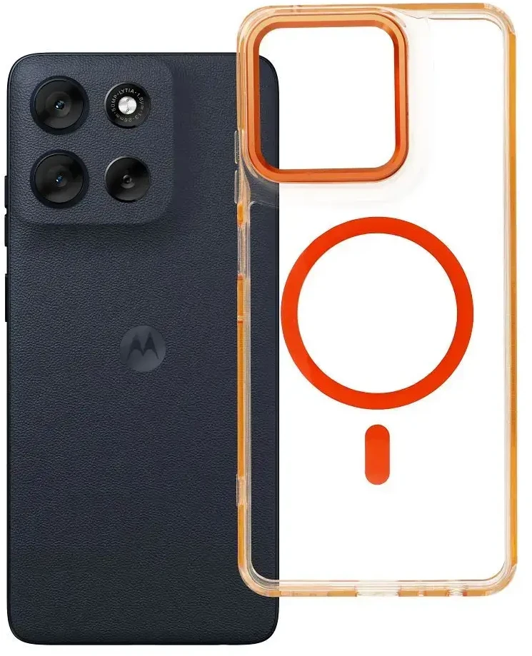 Oem Originalus „Motorola G56 Frame Clear Hybrid Mag Cover“ dėklas, suderinamas su „MagSafe Hermes Oranžinis“