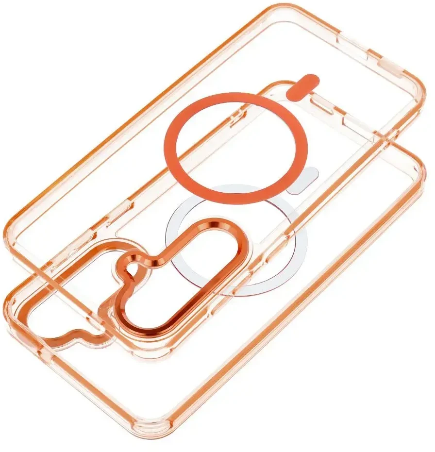 OEM dėklas RĖMAS SKAIDRUS HIBRIDINIS MAG DANGTELIS suderinamas su MagSafe, skirtas REDMI A5 hermes oranžinis
