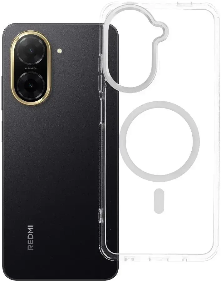 OEM dėklas RĖMAS SKAIDRUS HIBRIDINIS MAG DANGTELIS suderinamas su MagSafe, skirtas REDMI A5, skaidrus