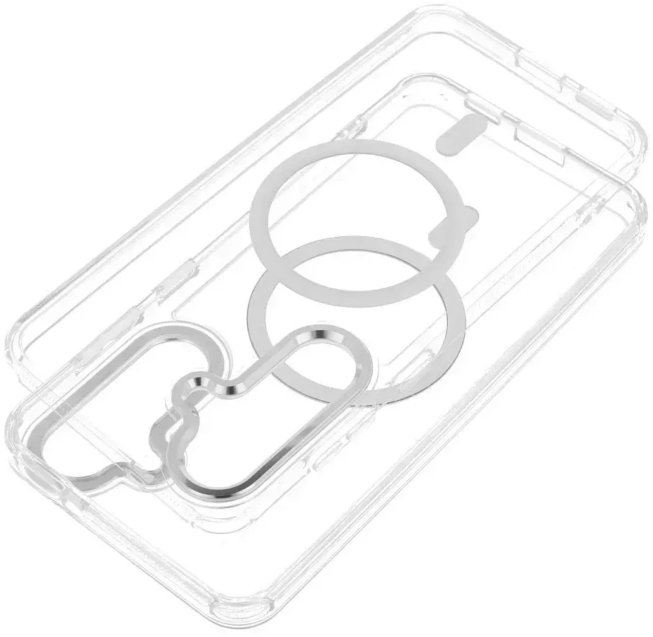 OEM dėklas RĖMAS SKAIDRUS HIBRIDINIS ŽURNALO DANGTELIS, suderinamas su „MagSafe“, skirtas REDMI 15, skaidrus