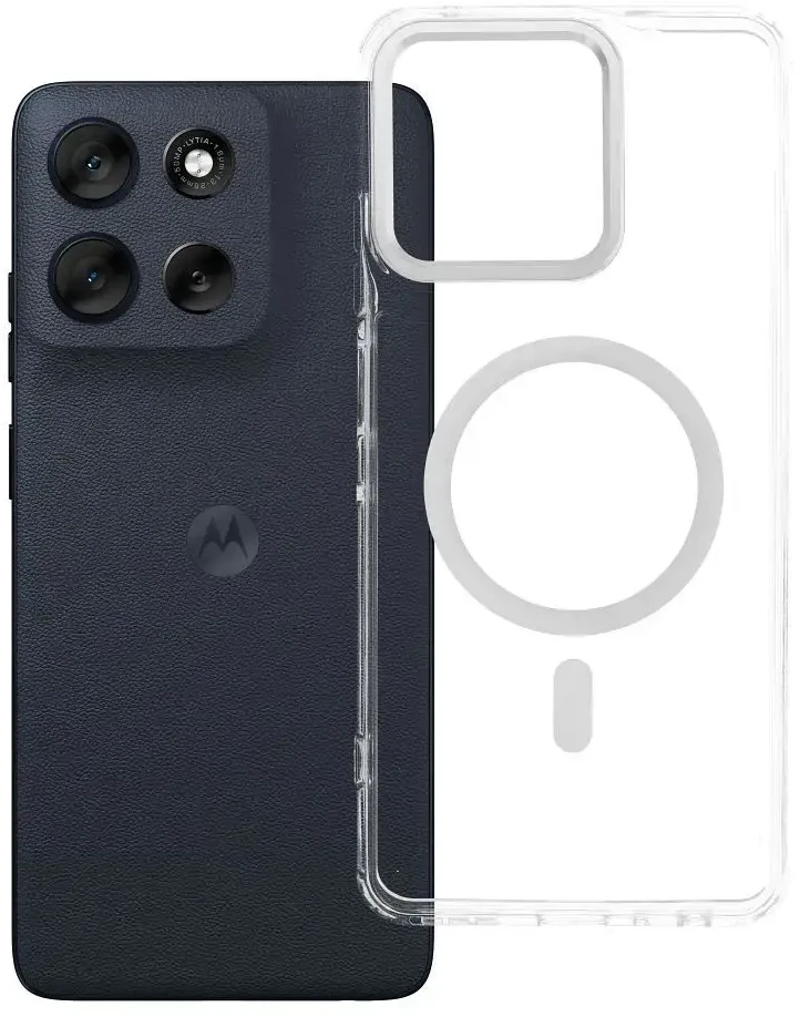 Oem Originalus „Motorola G56 Frame Clear Hybrid Mag Cover“ dėklas, suderinamas su „MagSafe“ permatomu dėklu.