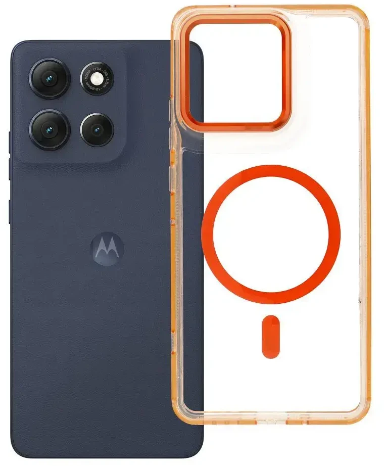 Oem Originalus „Motorola G86 Frame Clear Hybrid Mag Cover“ dėklas, suderinamas su „MagSafe Hermes Oranžinis“