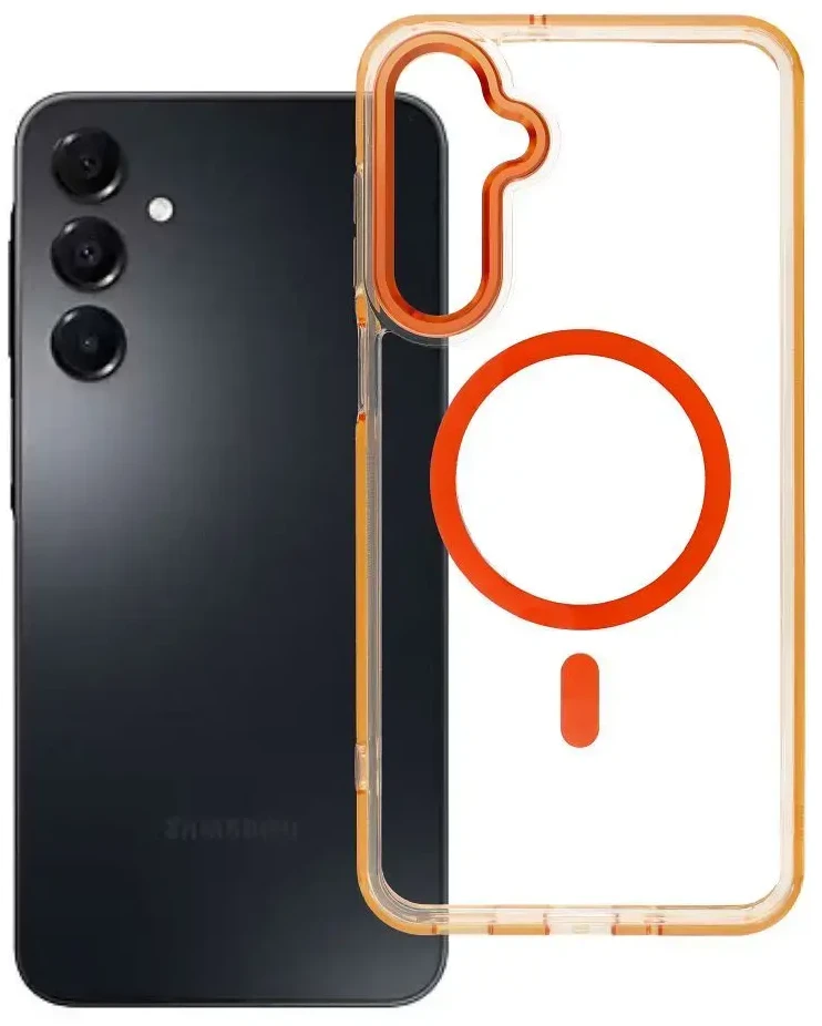 Oem Dėklas na Samsung A16 Frame Clear Hybrid Mag Cover zgodny su MagSafe oranžinė