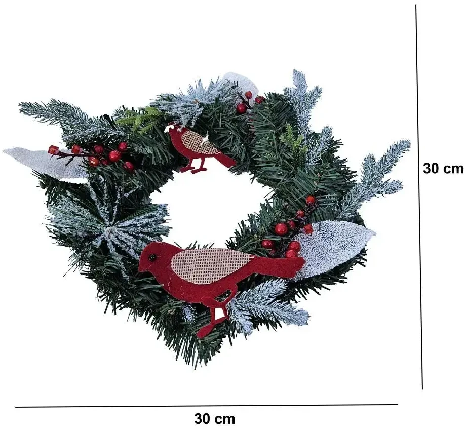 Oem kalėdinis vainiko papuošimas 30 cm RC-K-512 žalias