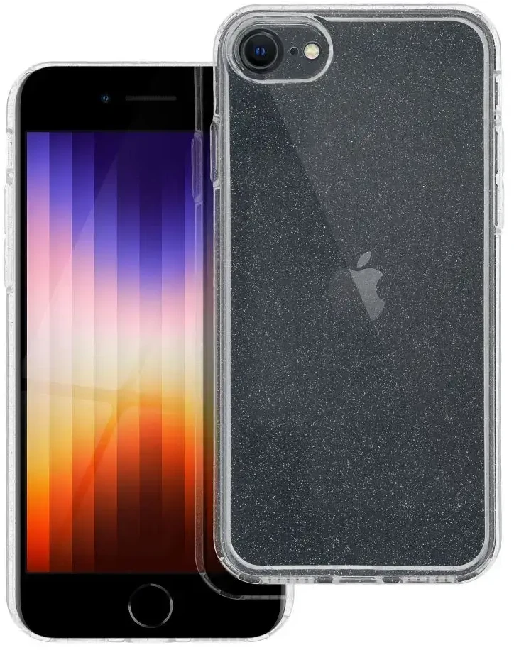 OEM dėklas, skirtas iPhone 7 / 8 / SE 2020 / SE 2022, skaidrus, 2 mm, mirksintis, permatomas