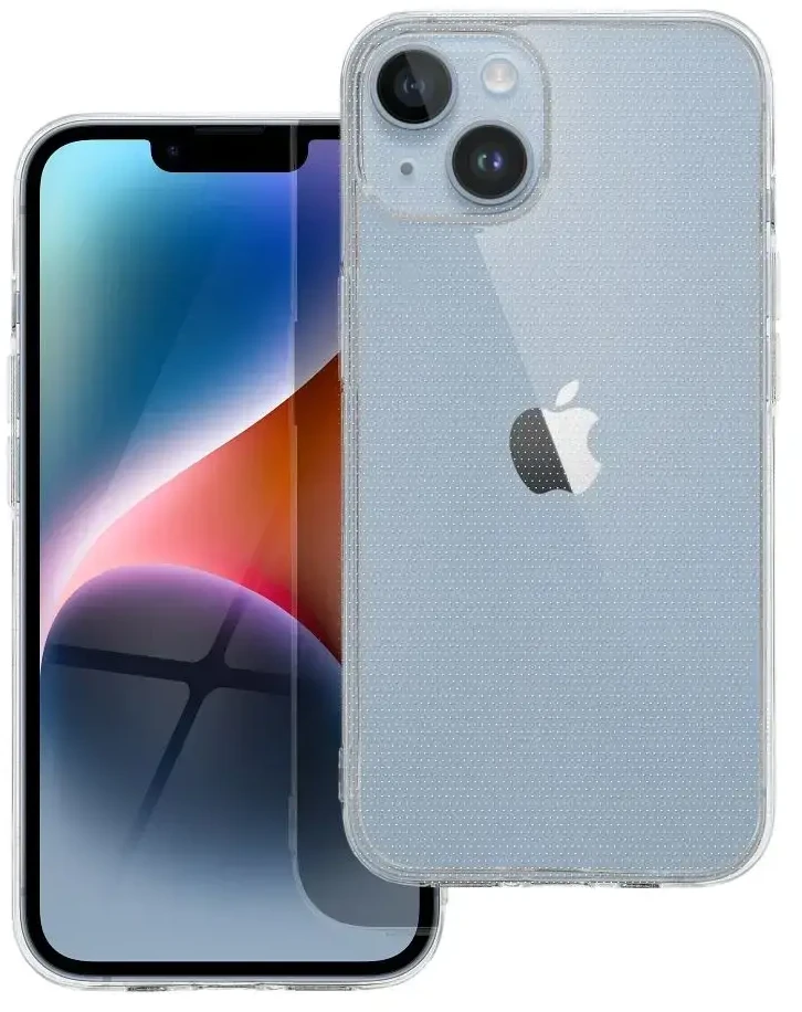 OEM dėklas, skirtas „iPhone 14“ skaidrus dėklas (2 mm) (apsauga nuo kameros), permatomas