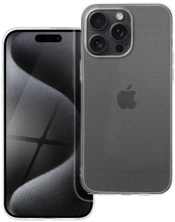 Oem Originalus „iPhone 15 PRO MAX“ skaidrus dėklas (2 mm, apsaugantis kamerą), permatomas