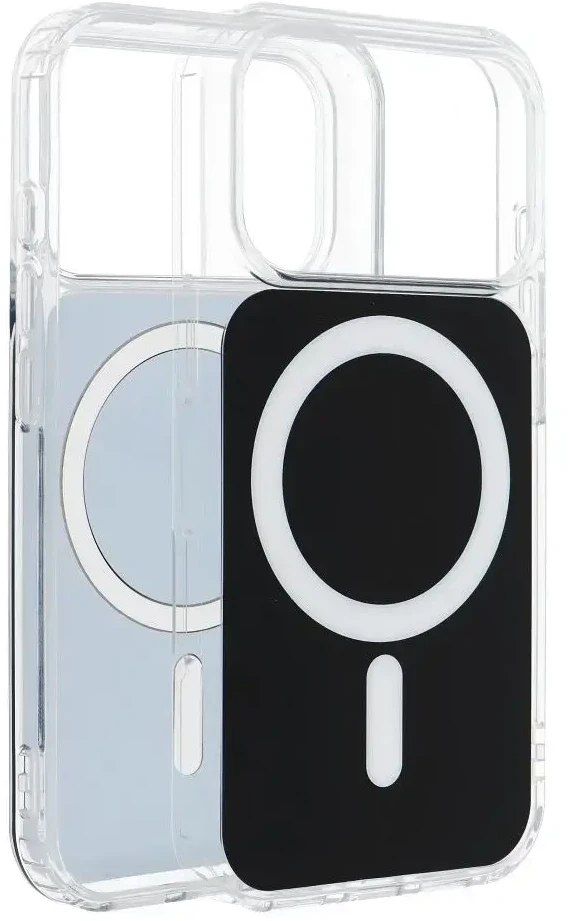 Oem Originalus „iPhone 15“ dėklas, skaidrus „Fusion Mag Cover“, suderinamas su „MagSafe“ juodu dangteliu