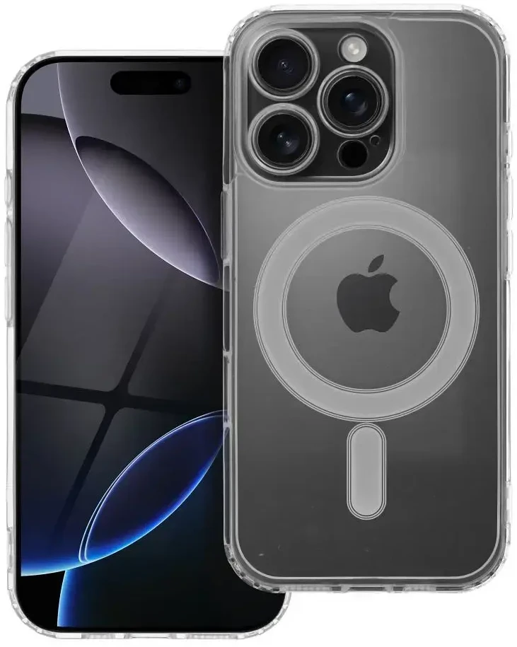 Oem Originalus „iPhone 16 PRO“ skaidrus „Mag“ dėklas (STR / APSAUGA NUO FOTOAPAROS), suderinamas su „MagSafe“ permatomu dangteliu.