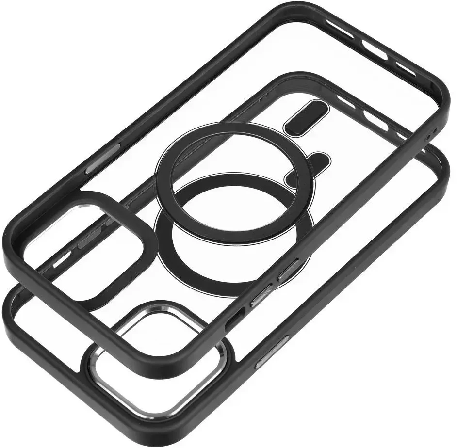 OEM dėklas, skirtas iPhone 12 PRO MAX, spalvotas „Edge Mag Cover“, suderinamas su „MagSafe“ (juodas)