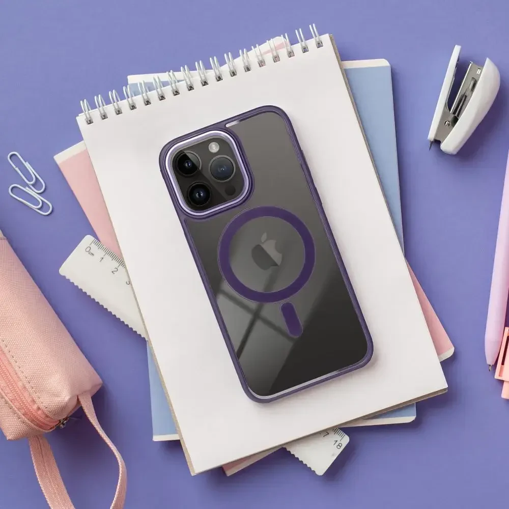 OEM dėklas, skirtas iPhone 14 PRO MAX, spalvotas „Edge Mag Cover“, suderinamas su „MagSafe“ violetinė