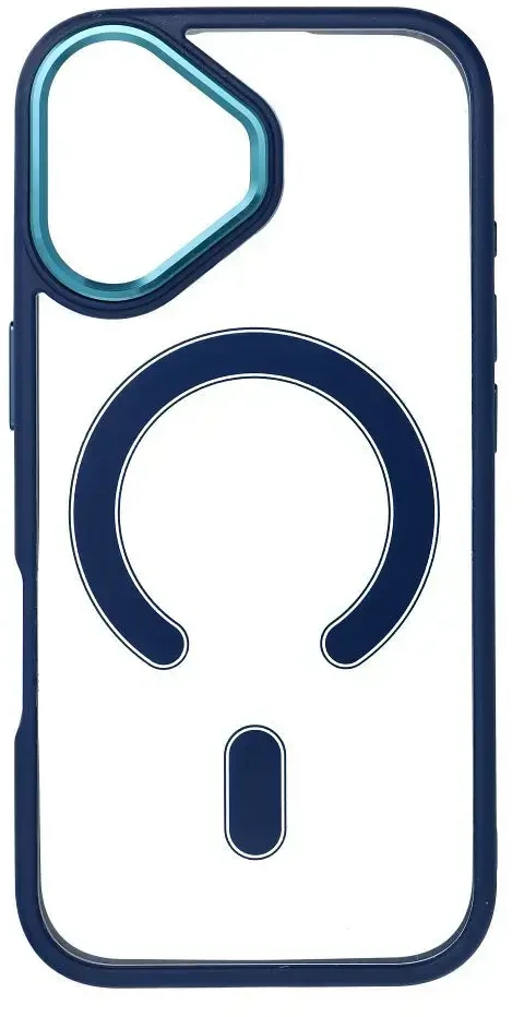 OEM dėklas, skirtas iPhone 17, spalvotas kraštas, MagSafe dėklas, mėlynas
