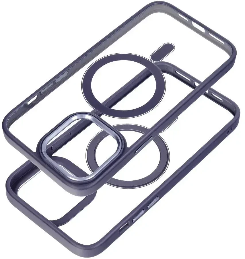 OEM dėklas, skirtas iPhone 15, spalvotas kraštas, MagSafe violetinė