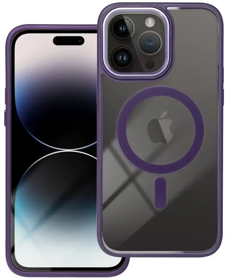 OEM dėklas, skirtas iPhone 14 PRO MAX, spalvotas „Edge Mag Cover“, suderinamas su „MagSafe“ violetinė