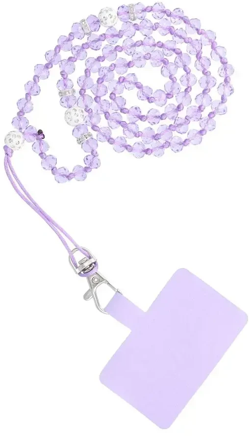 Dėklas OEM CRYSTAL DIAMOND telefono virvelė, telefono pakabukas / laido ilgis 74cm (37cm kilpoje) / ant kaklo - violetinė