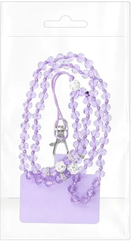 Dėklas OEM CRYSTAL DIAMOND telefono virvelė, telefono pakabukas / laido ilgis 74cm (37cm kilpoje) / ant kaklo - violetinė