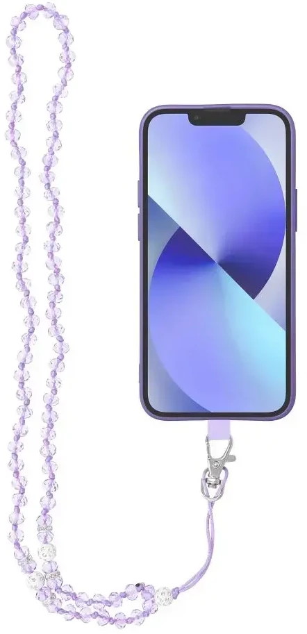 Dėklas OEM CRYSTAL DIAMOND telefono virvelė, telefono pakabukas / laido ilgis 74cm (37cm kilpoje) / ant kaklo - violetinė