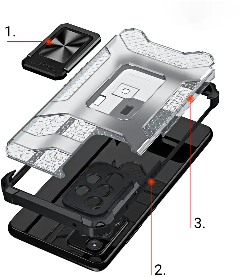 Hurtel Crystal Ring dėklas skirtas Samsung Galaxy A72 4G, raudonas
