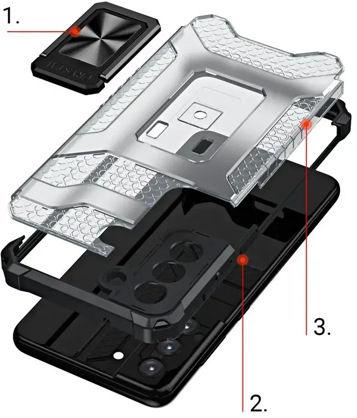 Hurtel Crystal Ring dėklas + magnetinis laikiklis Samsung Galaxy S22 + (S22 Plus), juodas