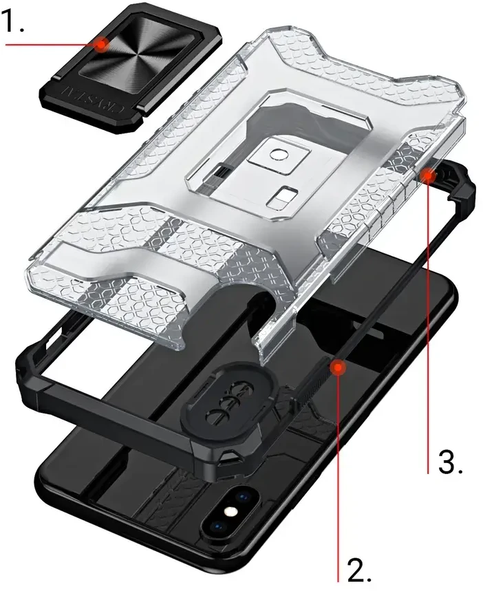 Hurtel Crystal Ring dėklas skirtas iPhone XS Max, raudonas