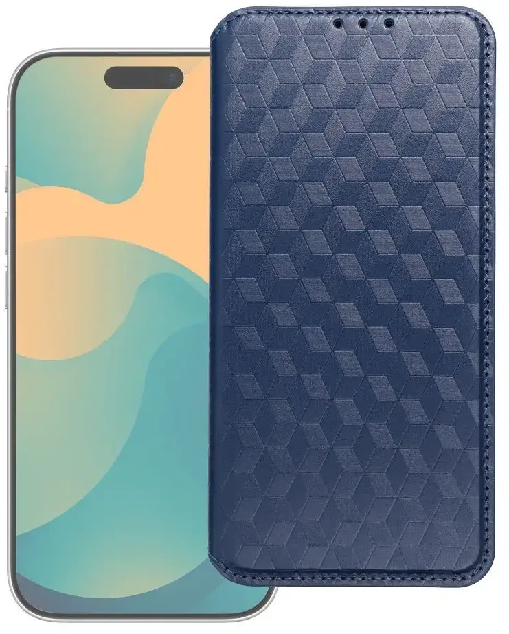 OEM atverčiamas dėklas iPhone 17 PRO / 18 PRO Cubic Book mėlynas