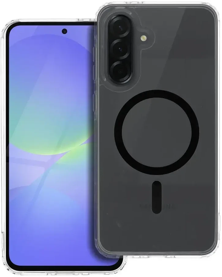 Oem Drop Glue Colorful Ring Mag dėklas suderinamas su MagSafe skirtas Samsung Galaxy A36 juodos spalvos