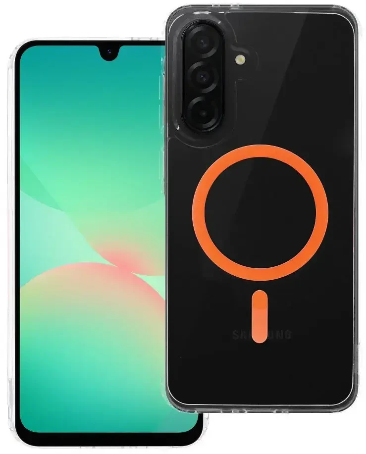 Oem Drop Glue Colorful Ring Mag dėklas suderinamas su MagSafe skirtas Samsung Galaxy A56 oranžinės spalvos