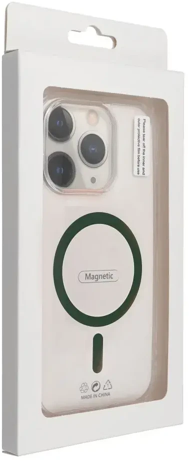 OEM dėklas, skirtas iPhone 16, „Drop Glue“ spalvotas žiedinis MagSafe dėklas, tamsiai žalias