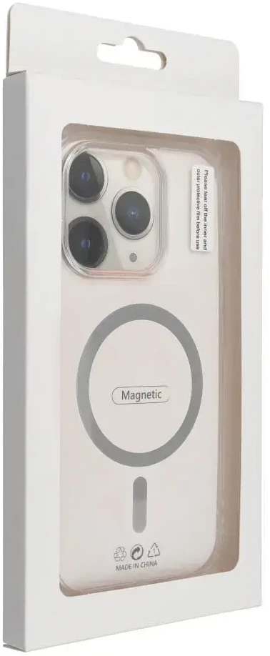 OEM dėklas, skirtas „iPhone 17 Pro Max / 18 Pro Max“ (žemas kameros kraštas), „Drop Glue“ spalvotas žiedinis „MagSafe“ dėklas, suderinamas su pilka spalva.