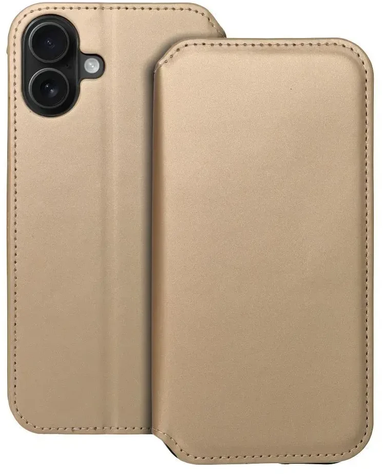 OEM atverčiamas dėklas iPhone 16 PLUS su dviguba kišene ir auksiniu dėklu