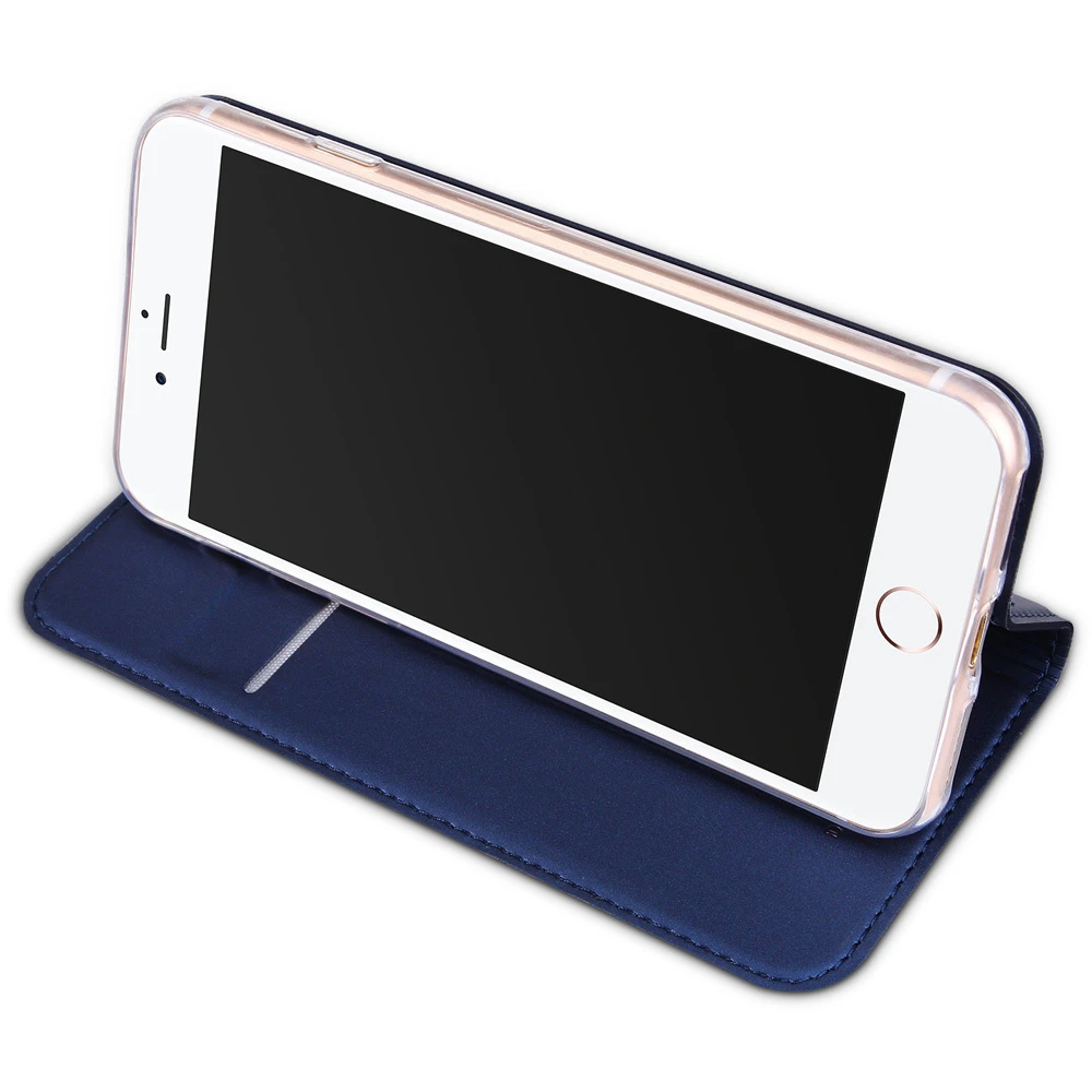 Dux Ducis Skin Pro Xiaomi Redmi 11A / Poco C55 / Redmi 12C atverčiamas Card Wallet su stoveliu dėklas telefonui mėlynos spalvos