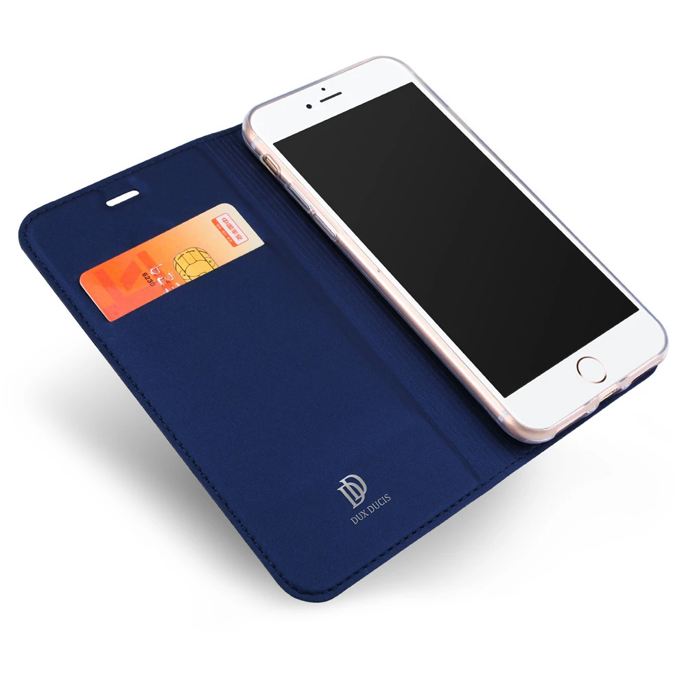 Dux Ducis Skin Pro Xiaomi Redmi 11A / Poco C55 / Redmi 12C atverčiamas Card Wallet su stoveliu dėklas telefonui mėlynos spalvos