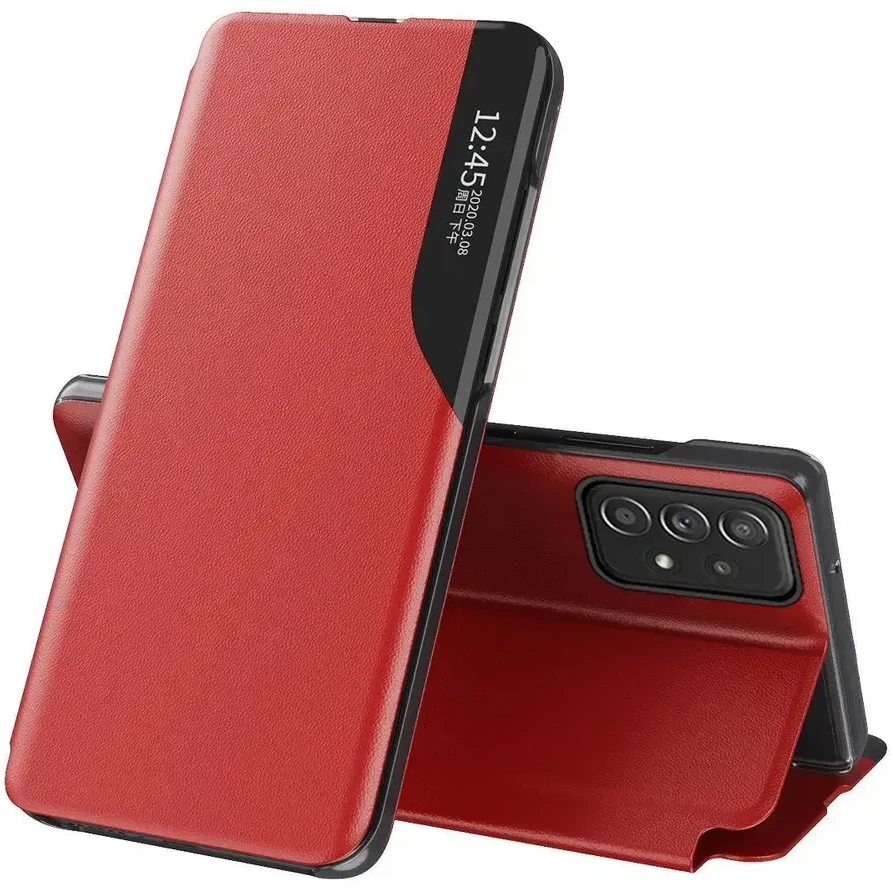 Hurtel Eco Leather View dėklas skirtas Samsung Galaxy A73, mėlynas