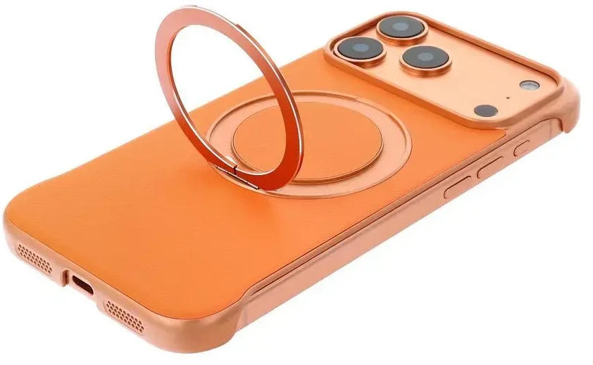 OEM dėklas, skirtas iPhone 17 AIR, su „Edge Free“, suderinamas su „MagSafe“, oranžinis