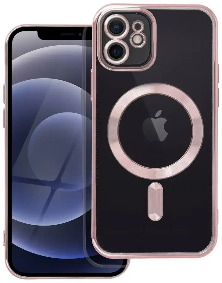 OEM dėklas, skirtas iPhone 12 telefonui, Electro Mag dėklas, suderinamas su MagSafe, auksinis-rose