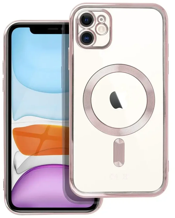 OEM dėklas, skirtas iPhone 11, Electro Mag dėklas, suderinamas su MagSafe, auksinis-rose