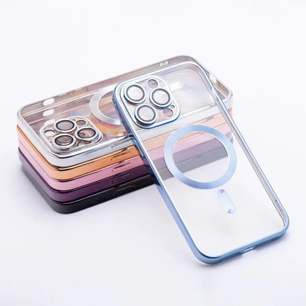 OEM dėklas, skirtas iPhone 13, Electro Mag dėklas, suderinamas su MagSafe mėlynas